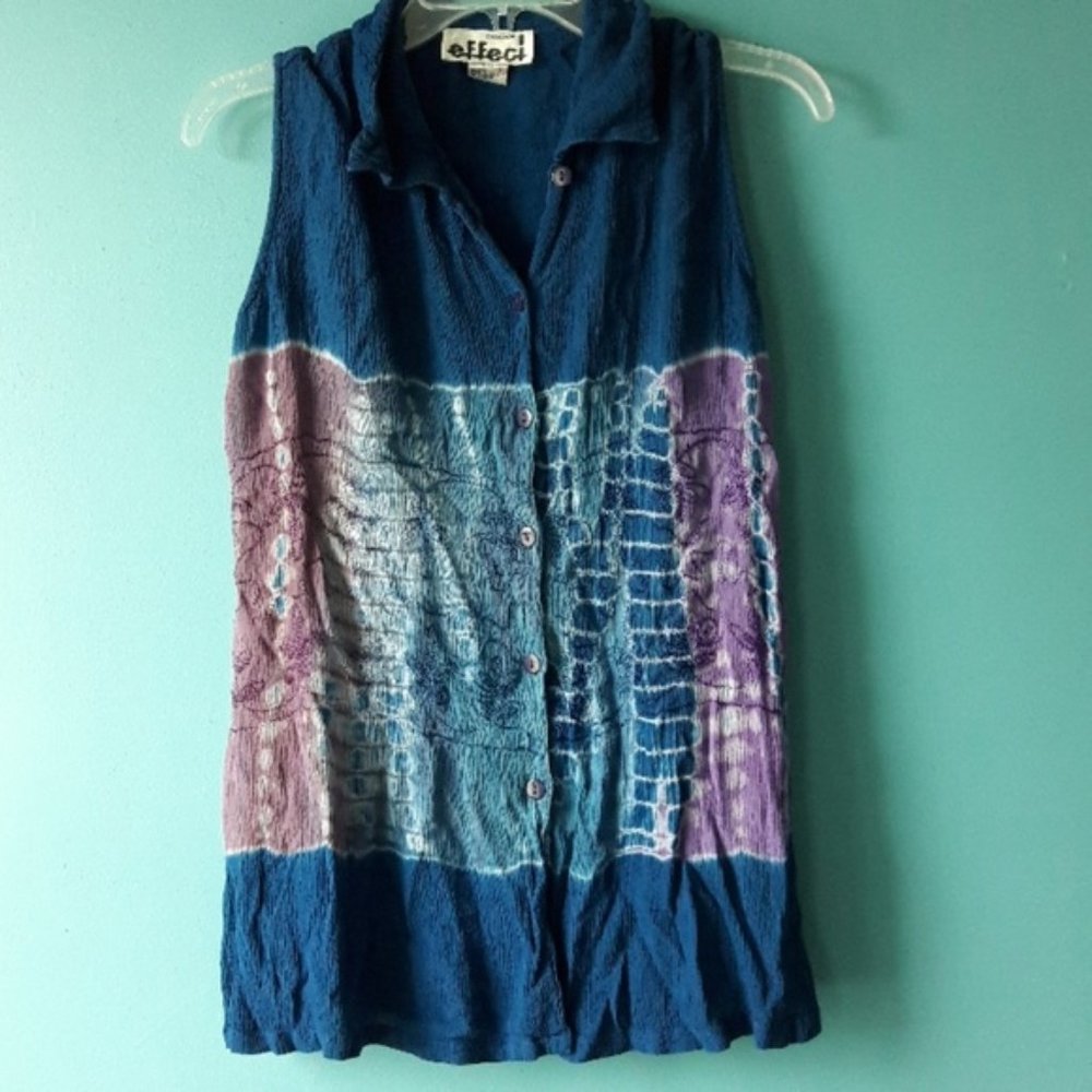 Creazioni Effect Rayon Sleeveless Rayon BOHO Shirt